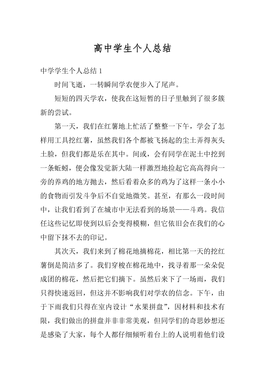 高中学生个人总结例文.docx_第1页