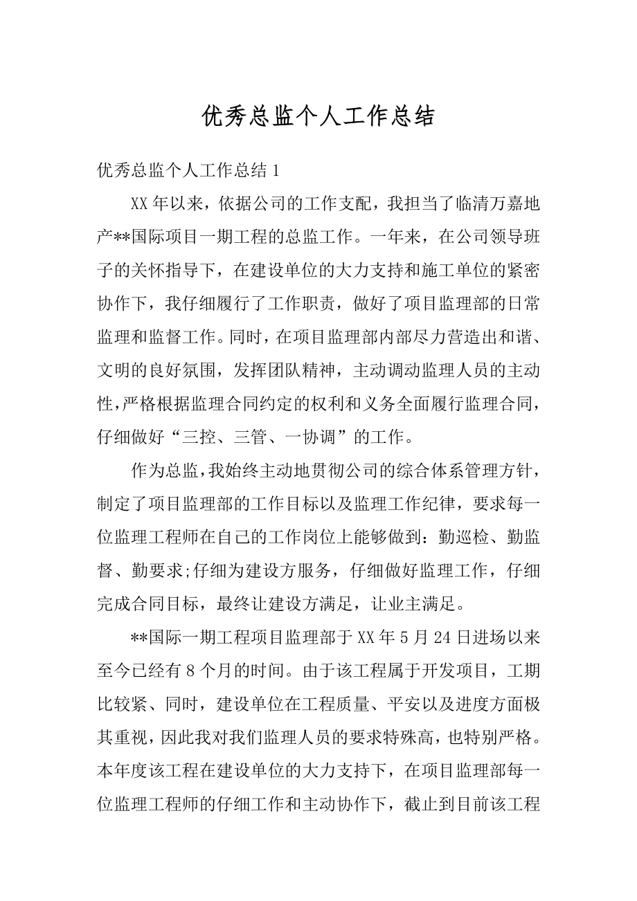 优秀总监个人工作总结精选.docx_第1页