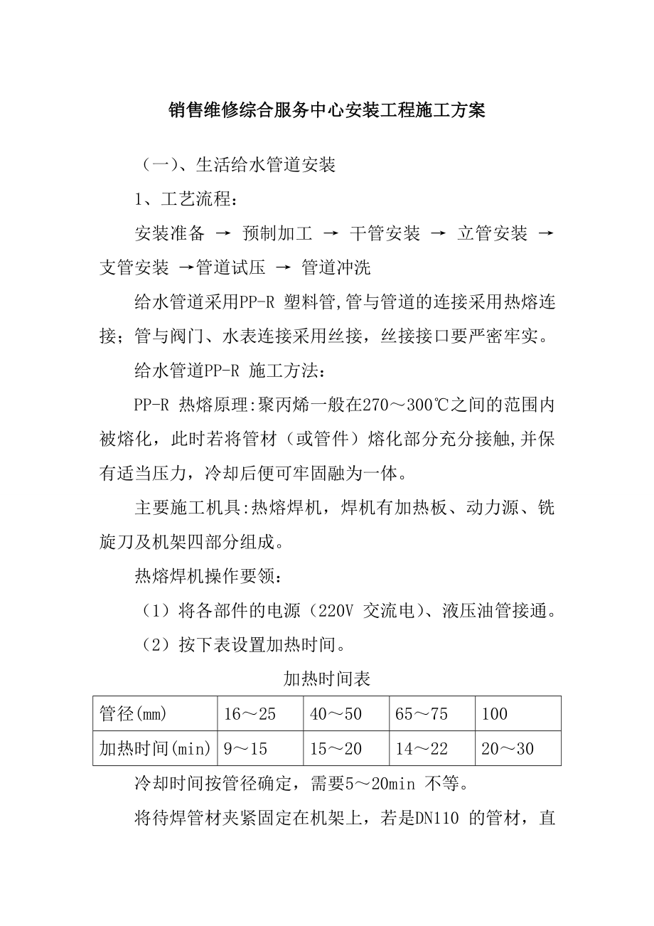 销售维修综合服务中心安装工程施工方案.doc_第1页