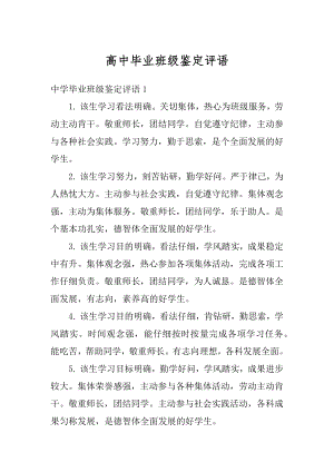 高中毕业班级鉴定评语精编.docx