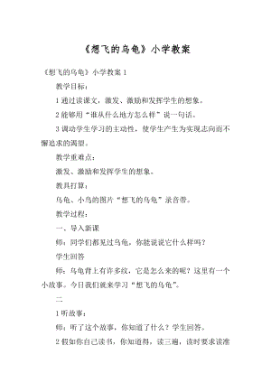 《想飞的乌龟》小学教案汇编.docx