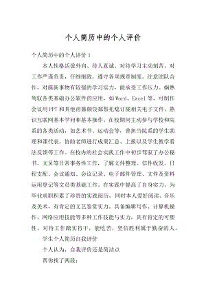 个人简历中的个人评价精编.docx