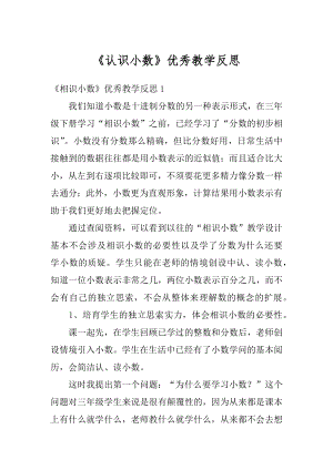 《认识小数》优秀教学反思范例.docx