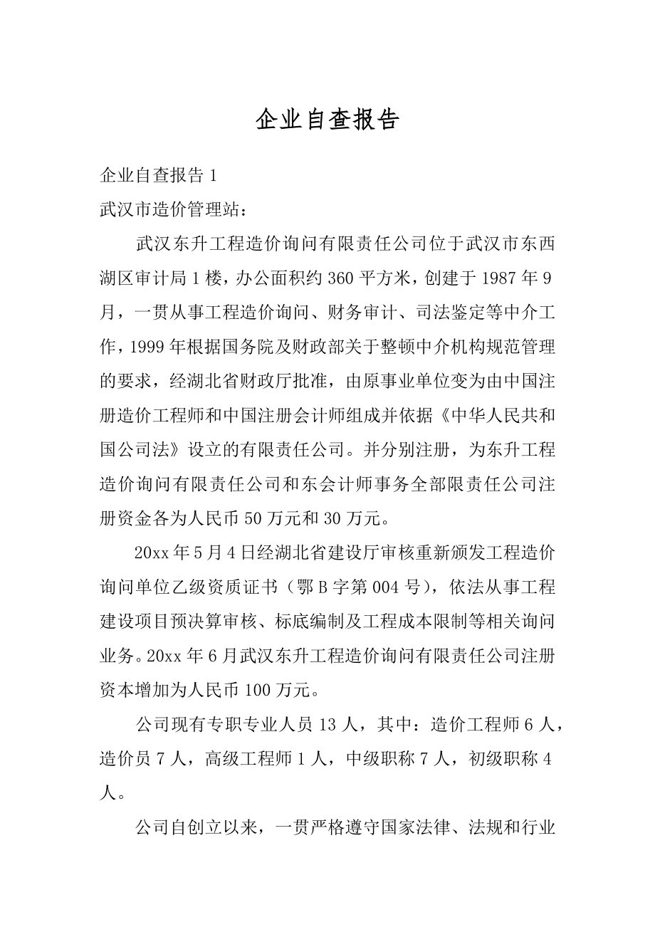 企业自查报告精品.docx_第1页