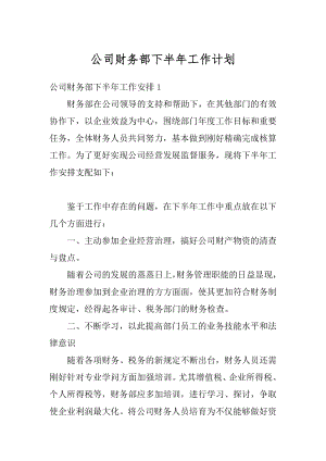 公司财务部下半年工作计划精品.docx