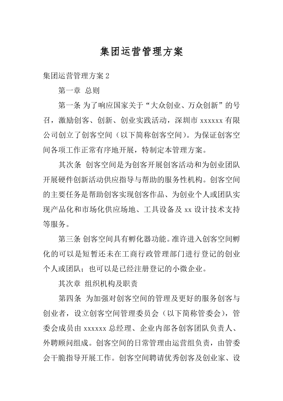 集团运营管理方案汇编.docx_第1页