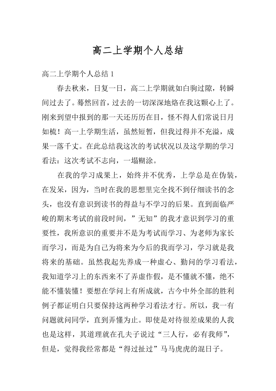 高二上学期个人总结精选.docx_第1页