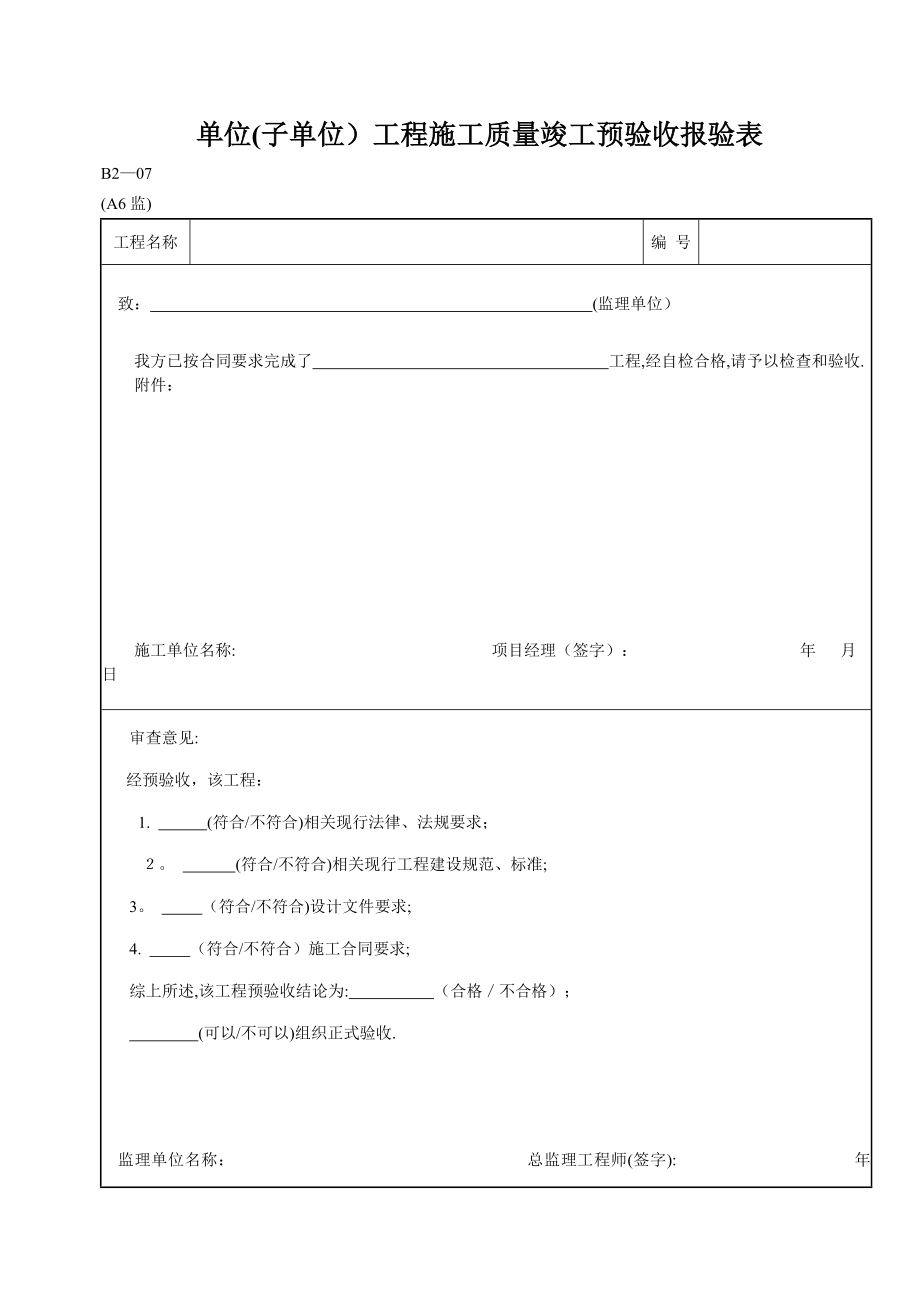 14单位(子单位)工程施工质量竣工验收报验表【精品范本】.doc_第1页