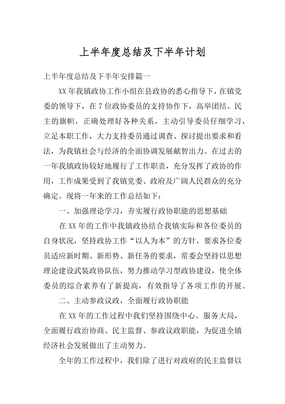 上半年度总结及下半年计划精品.docx_第1页