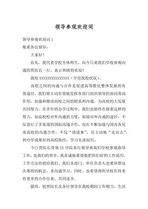 领导参观欢迎词优质.docx