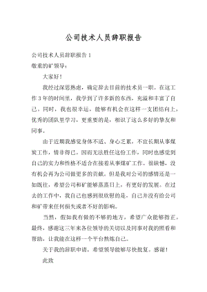 公司技术人员辞职报告范本.docx