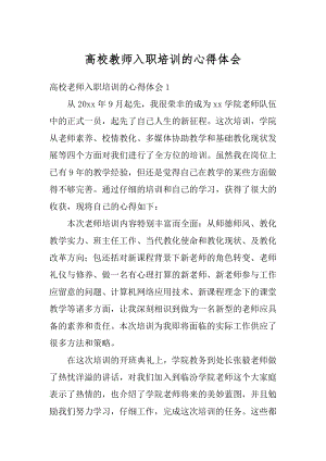 高校教师入职培训的心得体会优质.docx