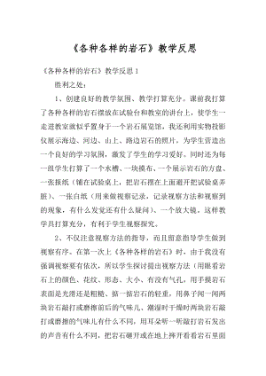 《各种各样的岩石》教学反思汇编.docx