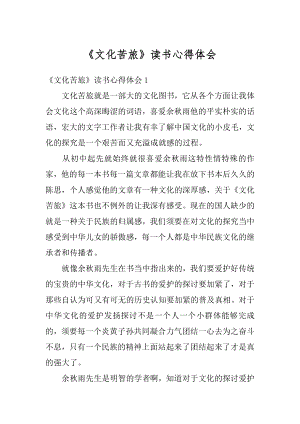 《文化苦旅》读书心得体会优质.docx