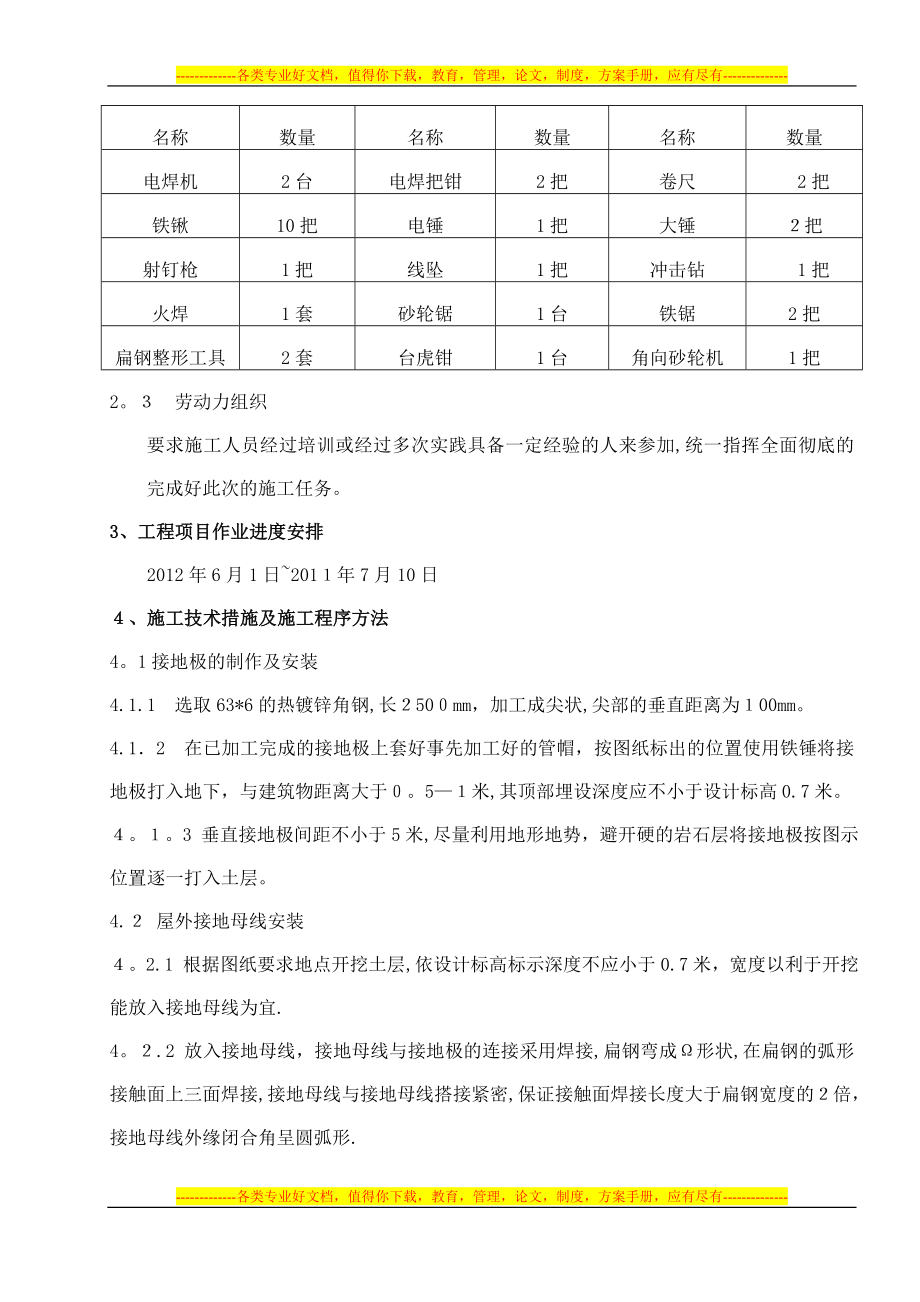 110KV变电站全厂接地装置安装施工方案【精品范本】.doc_第2页