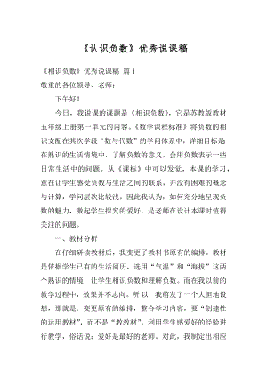 《认识负数》优秀说课稿精品.docx