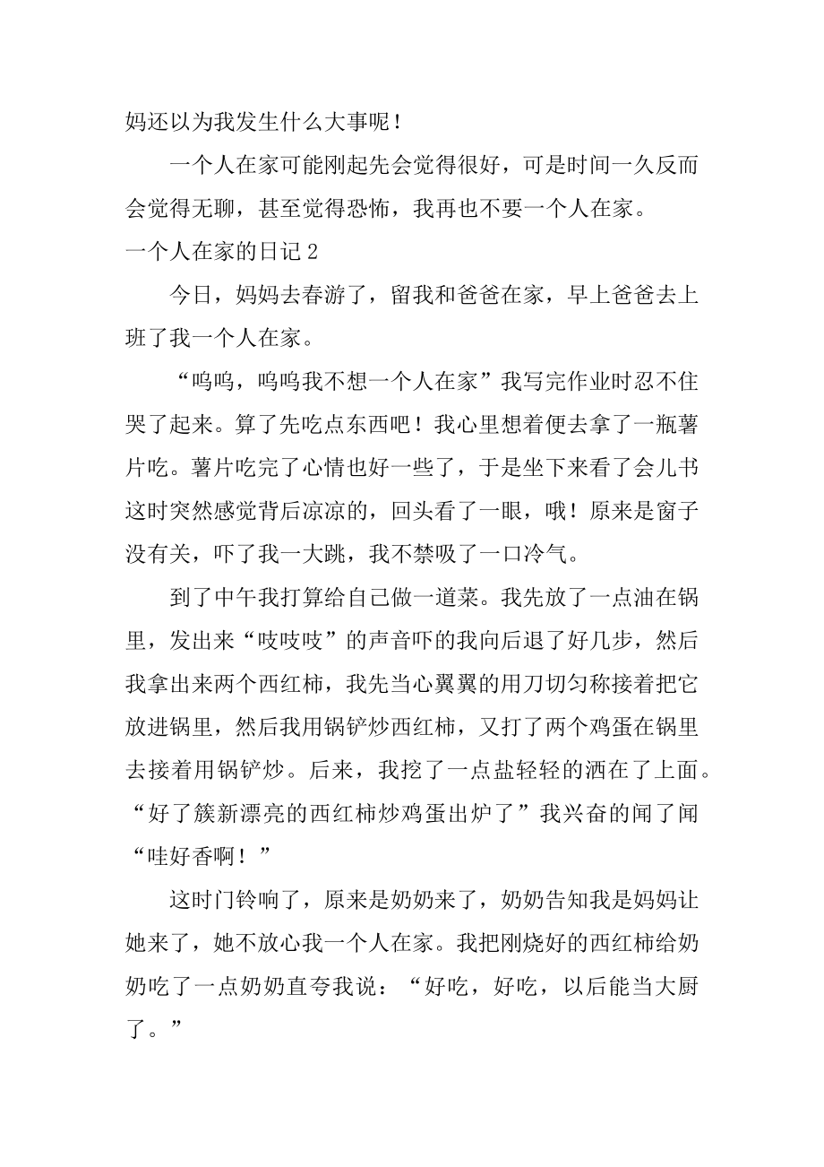 一个人在家的日记优质.docx_第2页