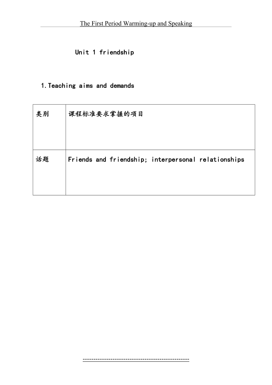 人教版高一英语必修Unit1-friendship全单元教案.doc_第2页