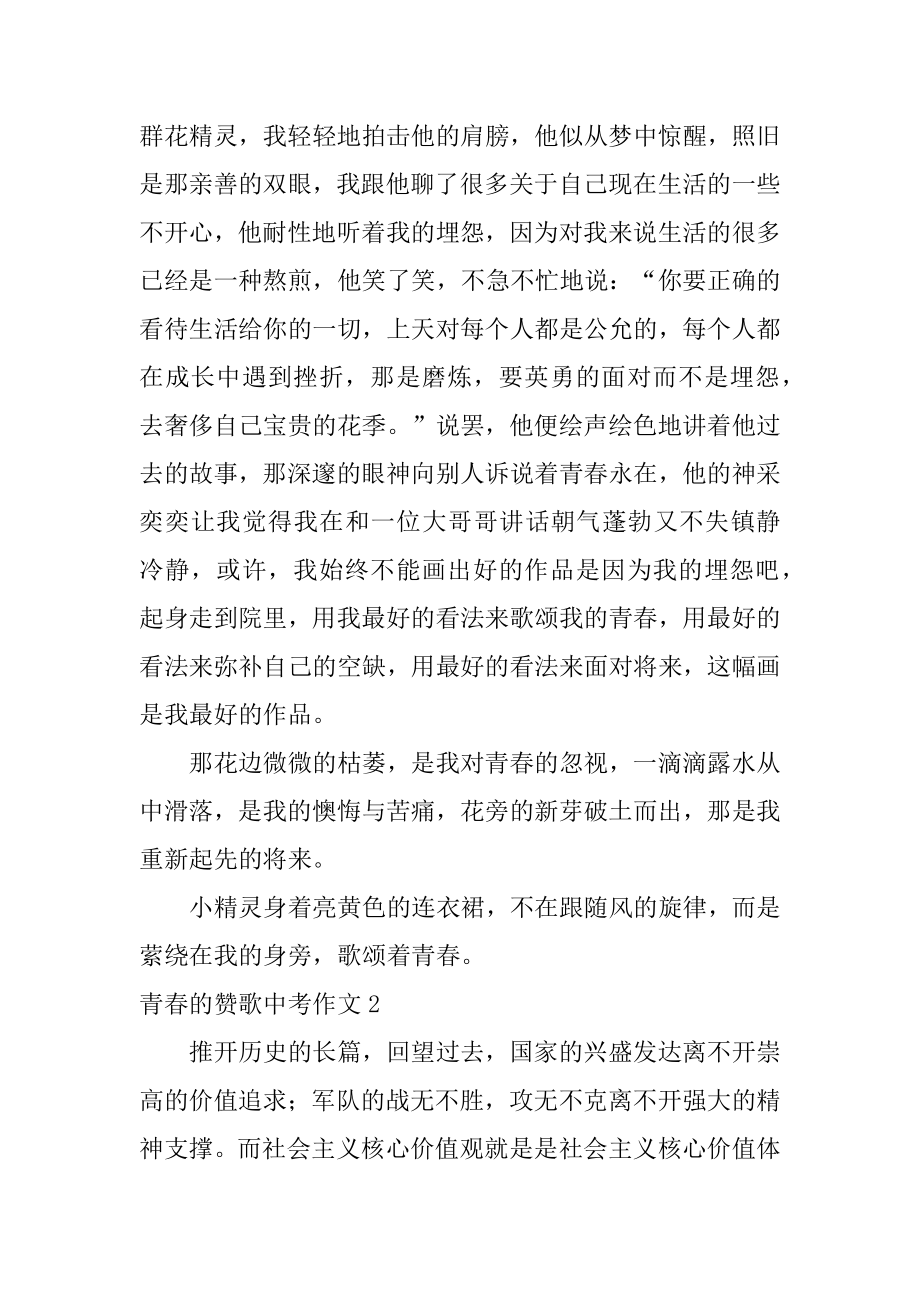 青春的赞歌中考作文优质.docx_第2页