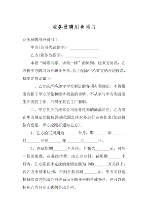 业务员聘用合同书汇编.docx