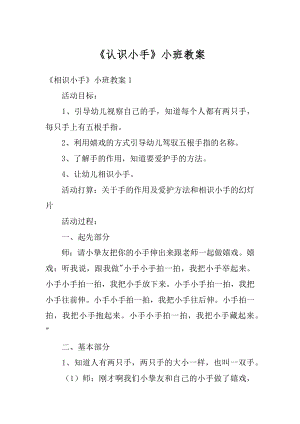 《认识小手》小班教案精品.docx