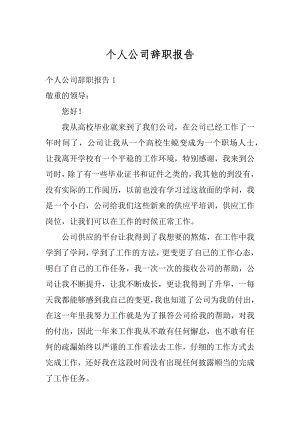 个人公司辞职报告范例.docx