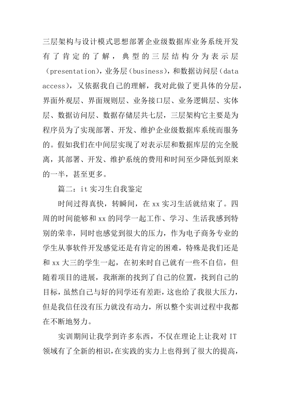 it实习生自我鉴定汇总.docx_第2页