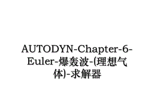 AUTODYN-Chapter-6-Euler-爆轰波-(理想气体)-求解器.ppt