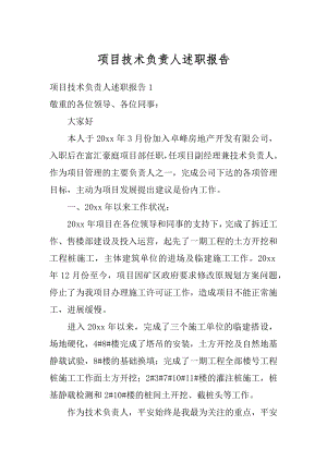 项目技术负责人述职报告汇编.docx