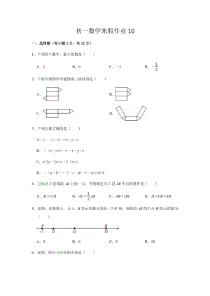 初一数学寒假作业10.docx