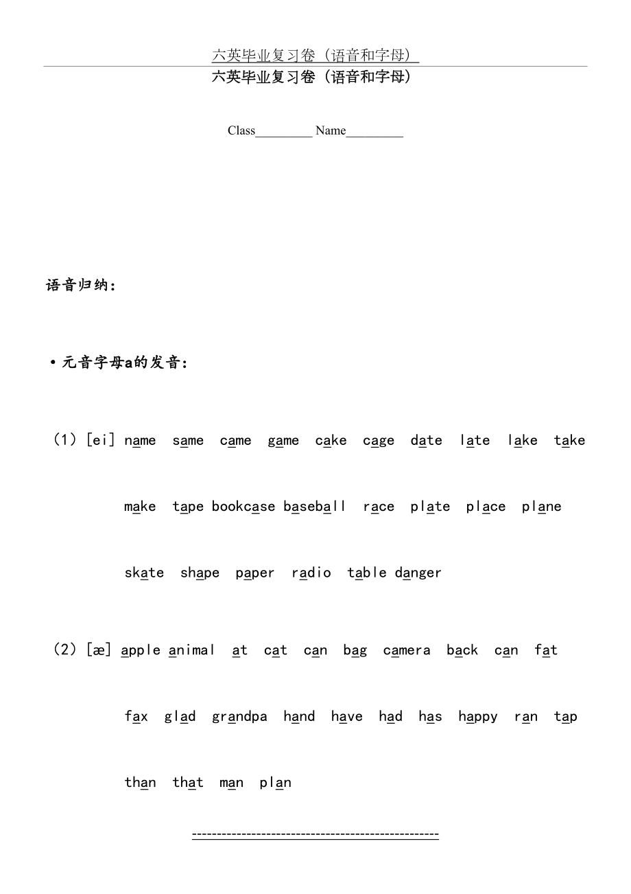 六年级英语毕业专题复习(语音和字母).doc_第2页