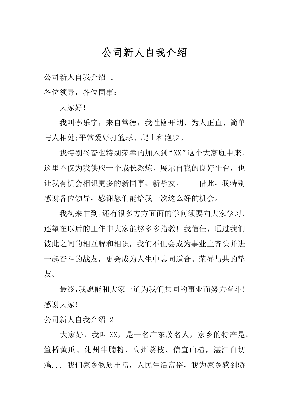 公司新人自我介绍范例.docx_第1页