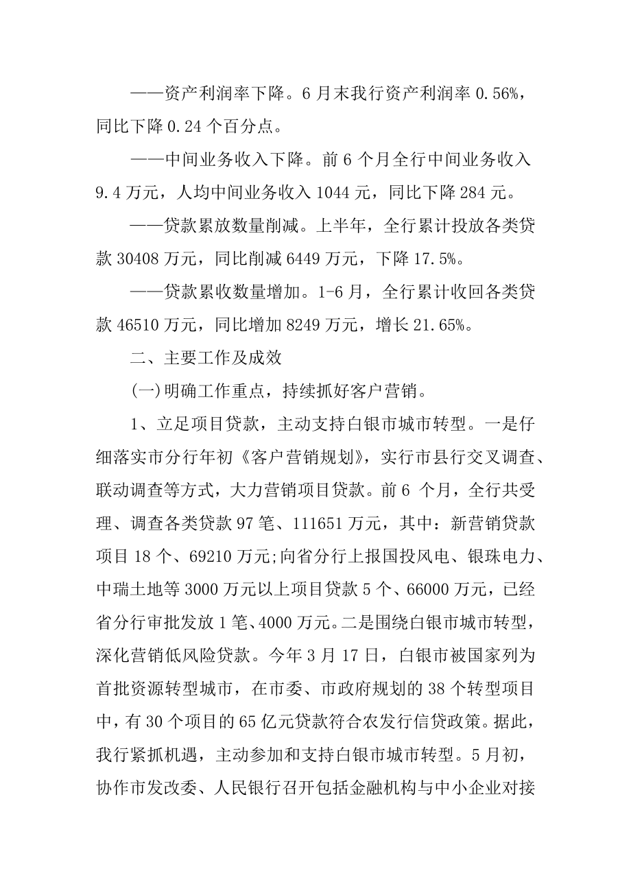 上半年银行工作总结报告范本.docx_第2页