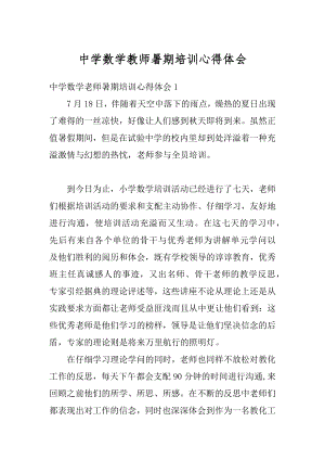 中学数学教师暑期培训心得体会最新.docx