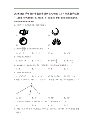 山东省临沂市沂水县2020-2021学年八年级(上)期末数学试卷.doc