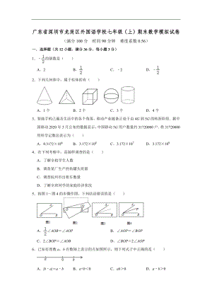 广东省深圳市龙岗区外国语学校2020-2021学年七年级(上)期末数学模拟试卷(含答案).doc