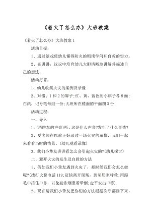 《着火了怎么办》大班教案汇总.docx