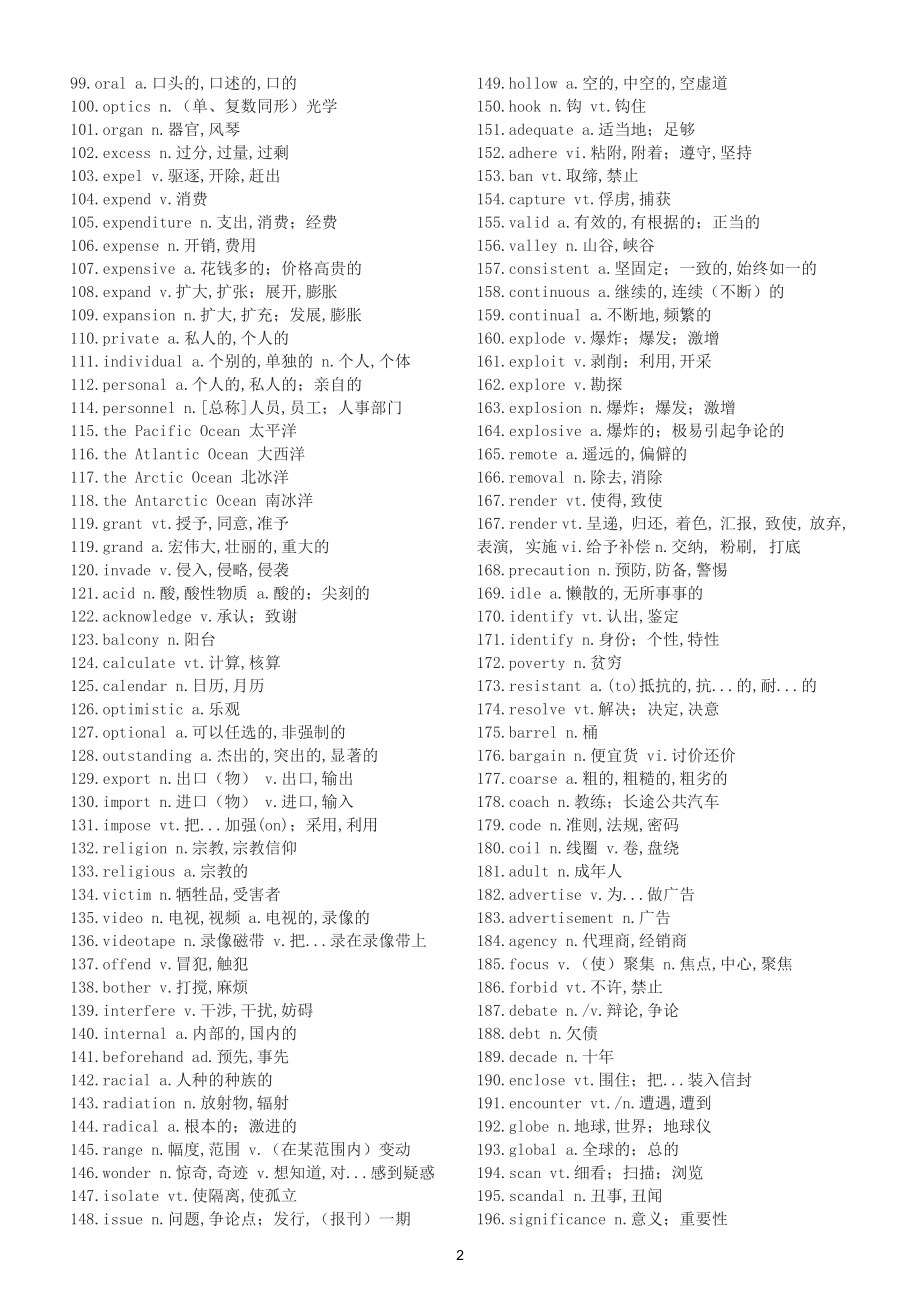 高中英语高考阅读理解高频词汇总（共690个）.doc_第2页