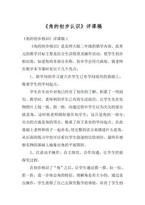 《角的初步认识》评课稿最新.docx