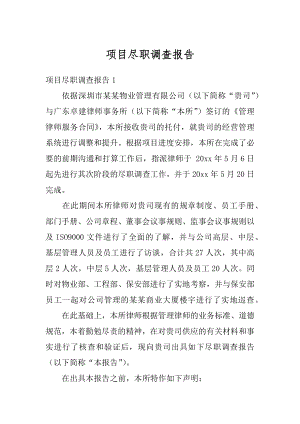 项目尽职调查报告例文.docx