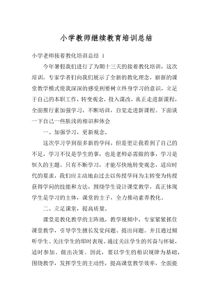 小学教师继续教育培训总结范文.docx