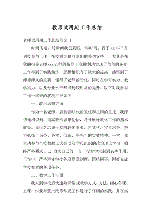 教师试用期工作总结汇编.docx