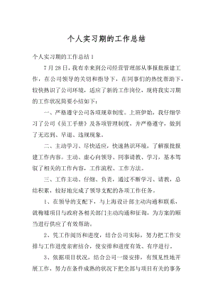 个人实习期的工作总结精编.docx