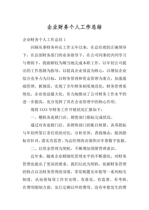 企业财务个人工作总结精编.docx