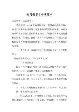 公司销售目标承诺书汇编.docx