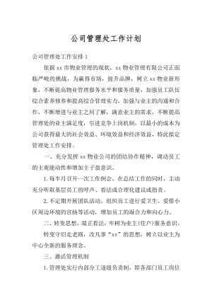 公司管理处工作计划例文.docx