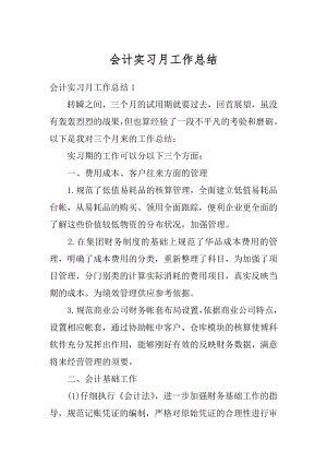 会计实习月工作总结汇总.docx