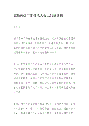 在新提拔干部任职大会上的讲话稿.docx