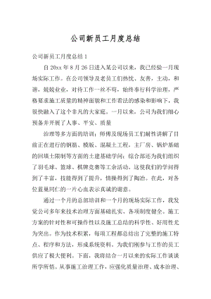 公司新员工月度总结优质.docx