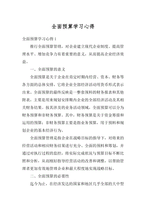 全面预算学习心得最新.docx